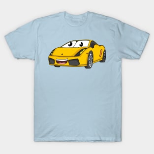 Cute happy yellow sports car cartoon T-Shirt
